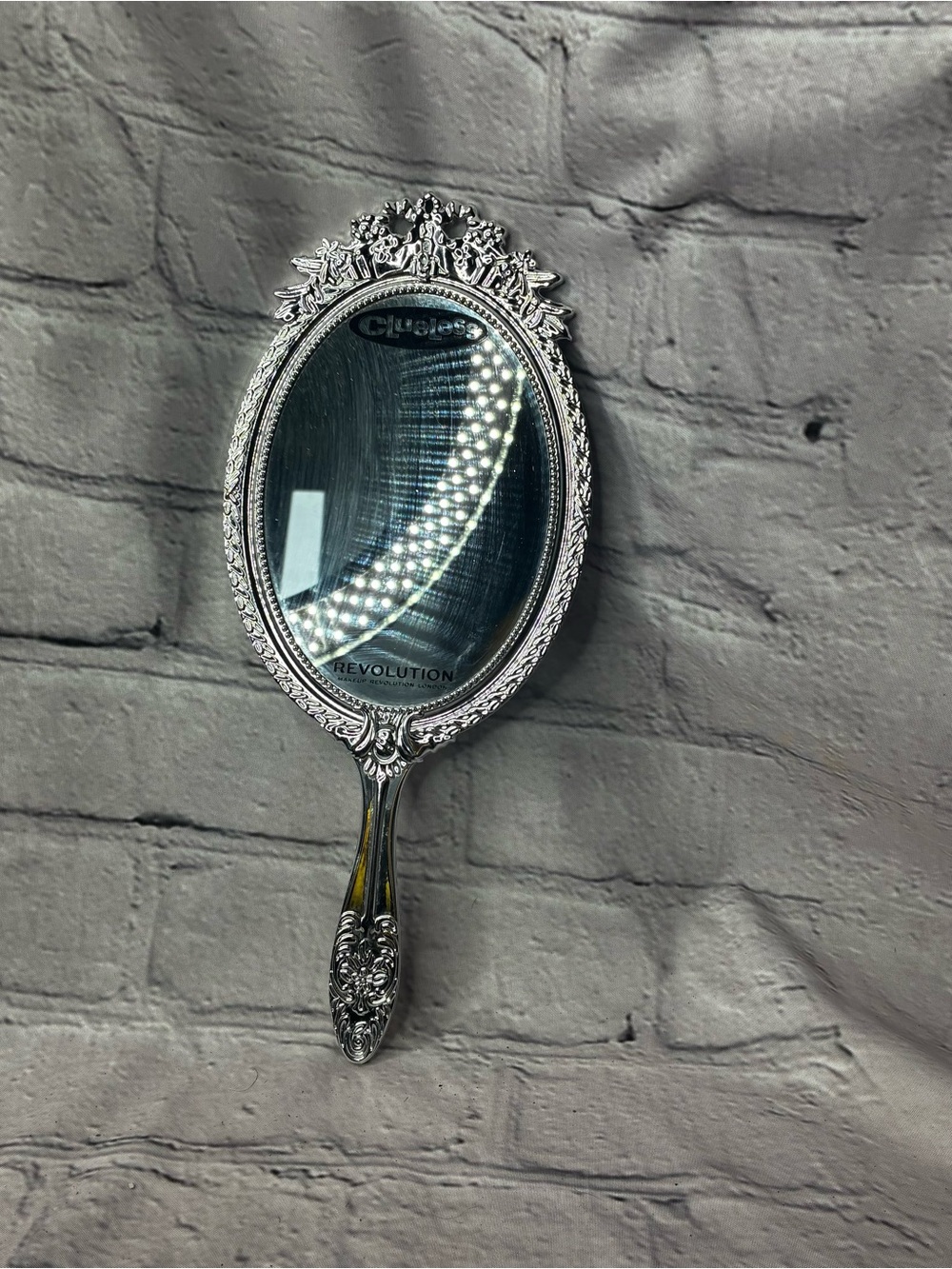 Clueless x Makeup Revolution Silver Coquette 90s Nostalgia Handheld Mirror GUC